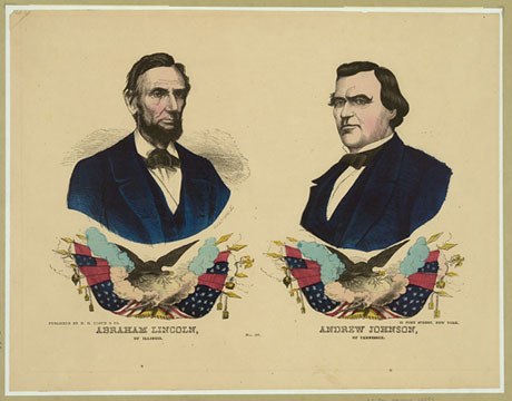 Lincoln and Johnson on an 1864 campaign poster